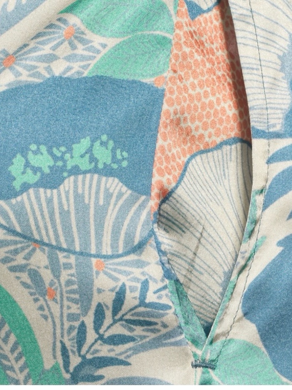 NWT World Market Blue and Coral Floral Satin Robe - Picture 9 of 9